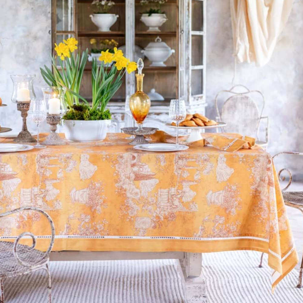 Blanc Mariclo Tovaglia Romantica Stampa Antica 176x256