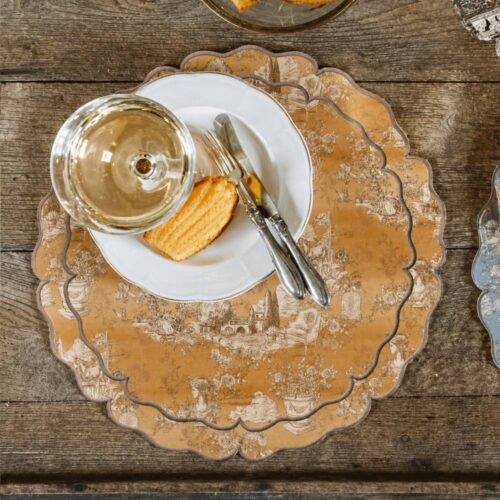 Blanc Mariclo Tovaglietta Vinile Stampa Toile Senape 38x38