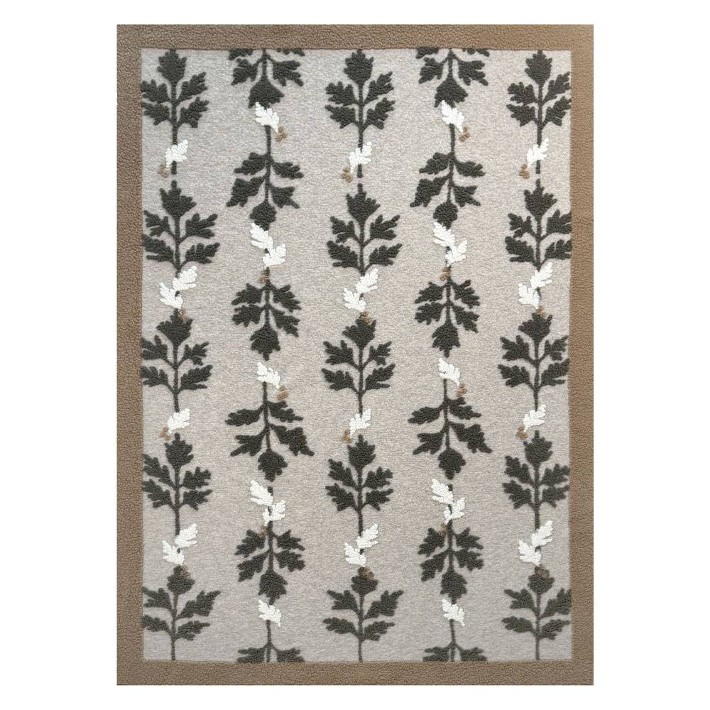 Blanc Mariclo Plaid in Lana Cotta Foglie Grigio Antracite 160x200 - immagine 2