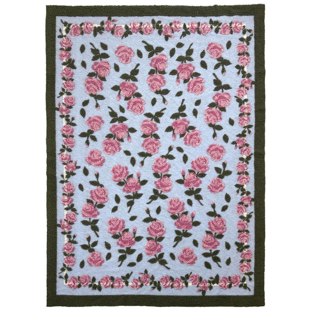 Blanc Mariclo Plaid in Lana Cotta Rose Rosa Azzurro 160x200 - immagine 2