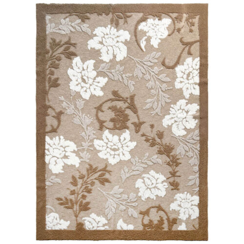 Blanc Mariclo Plaid in Lana Cotta Fiori Beige Tortora 160x200