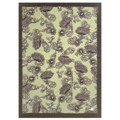 Alternative view of Blanc Mariclo Plaid in Lana Cotta Floreale Verde Marrone 160x200