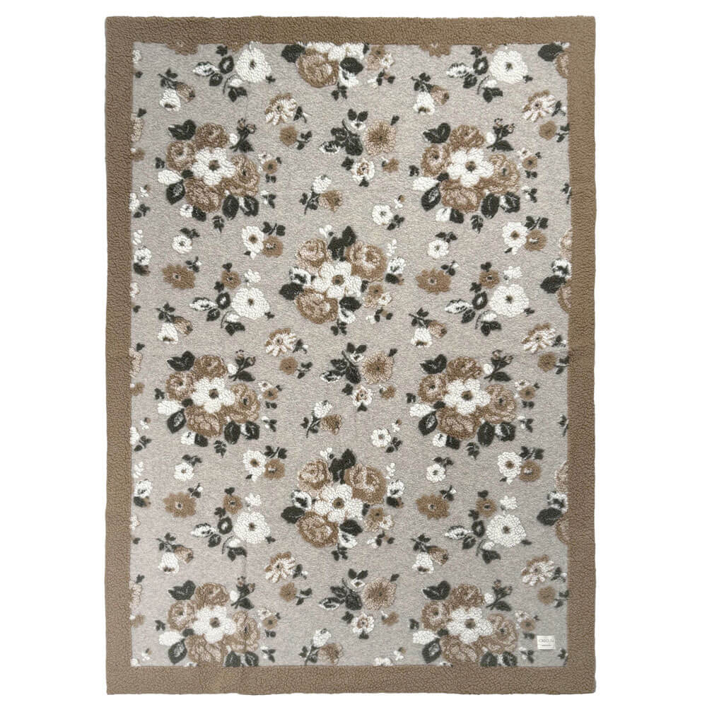 Blanc Mariclo Plaid in Lana Cotta Fiori Grigio Perla 160x200 - immagine 2