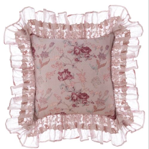 Blanc Mariclo Cuscino Romantico con Balza Floreale 45x45