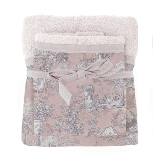 Blanc Mariclo Coppia Spugne Stampate Bianco Toile du Borgo