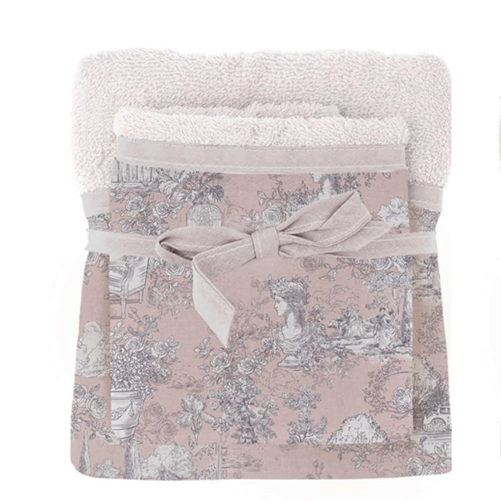 Blanc Mariclo Coppia Spugne Stampate Bianco Toile du Borgo