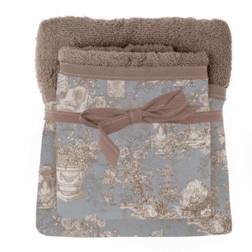 Blanc Mariclo Coppia Spugne Stampate Marrone Toile du Borgo