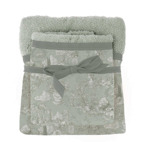Blanc Mariclo Coppia Spugne Stampate Verde Toile du Borgo