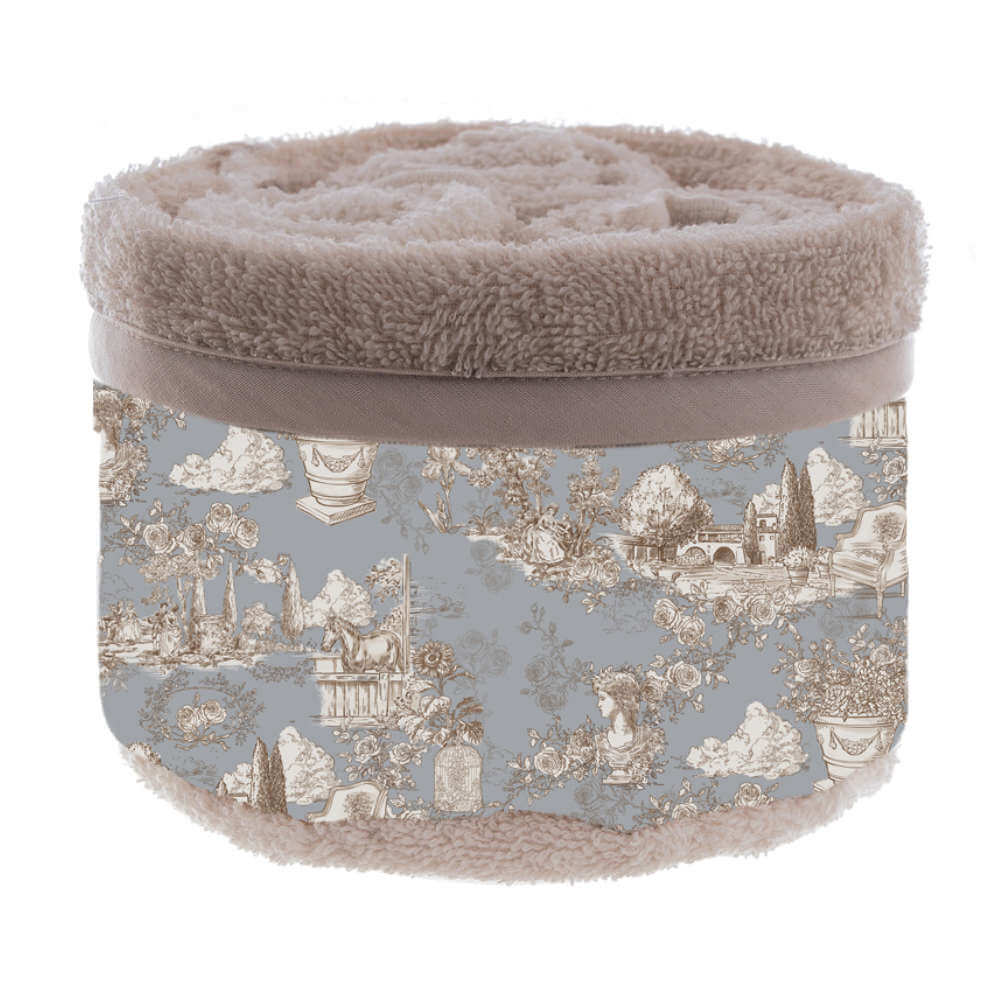 Blanc Mariclo: Cesta con 3 estropajos estampados, color marrón
