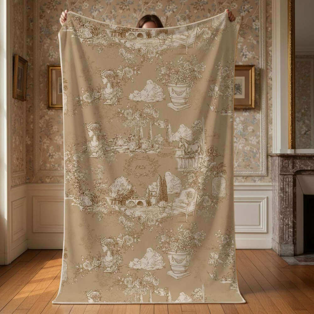 Blanc MariClo, plaid en sherpa imprimé, beige, 170 x 140