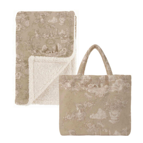Blanc MariClo, plaid en sherpa imprimé, beige, 170 x 140 – Image 3