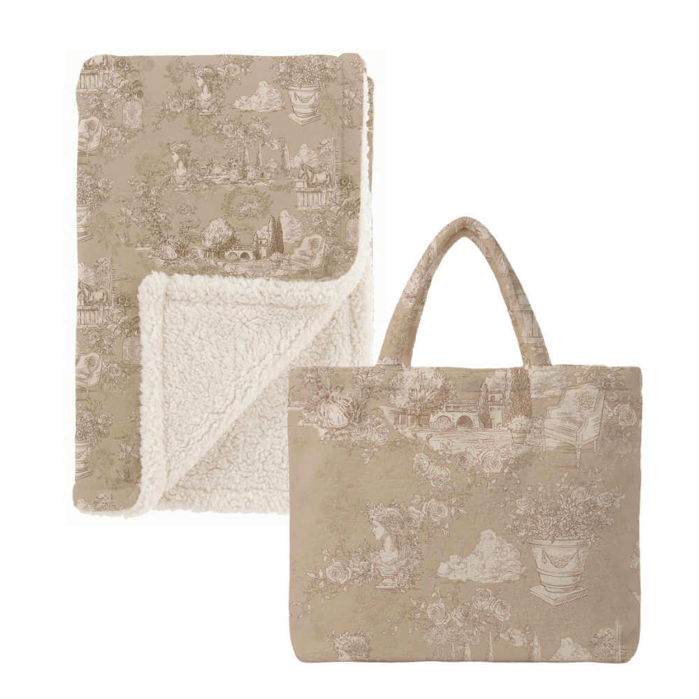 Blanc MariClo, plaid en sherpa imprimé, beige, 170 x 140 – Image 3