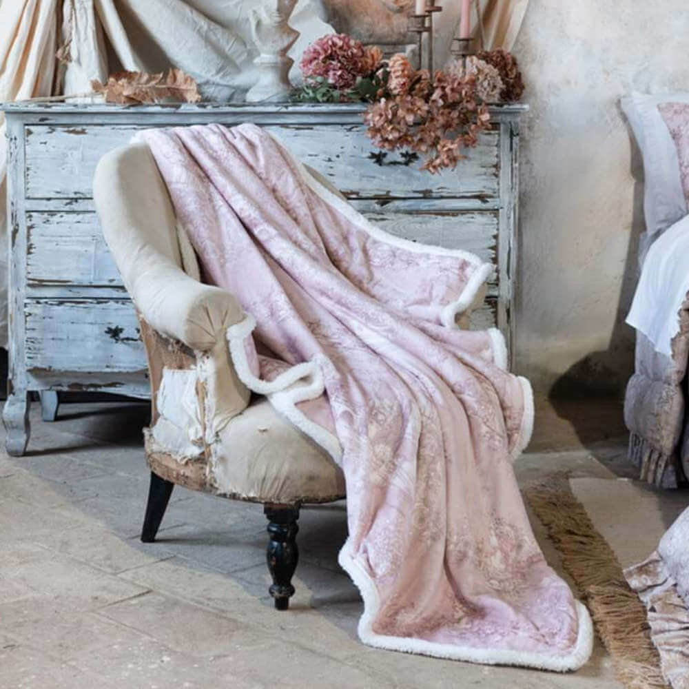 Blanc Mariclo - Plaid Sherpa imprimé rose 170 x 140 – Image 2