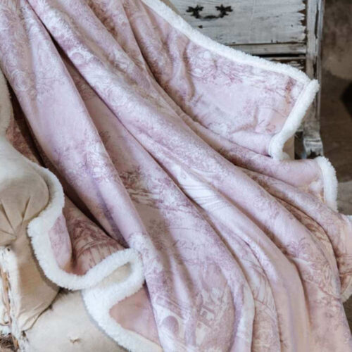 Blanc Mariclo - Plaid Sherpa imprimé rose 170 x 140 – Image 3