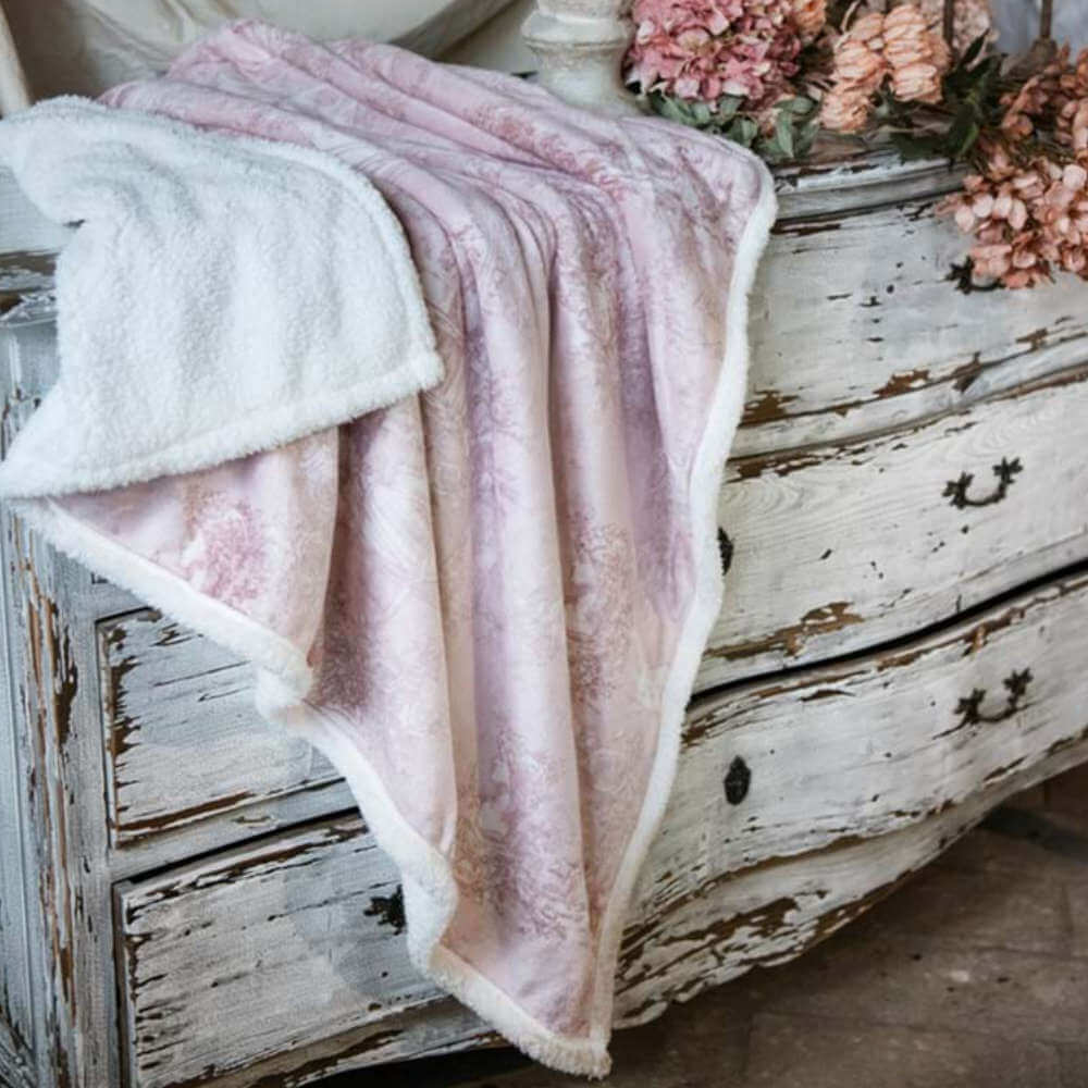 Blanc Mariclo - Plaid Sherpa imprimé rose 170 x 140 – Image 4