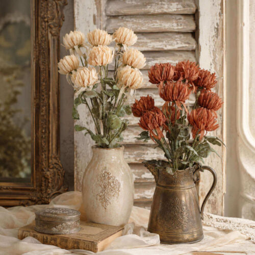 Blanc Mariclo: Composición floral vintage decorativa de 63 cm