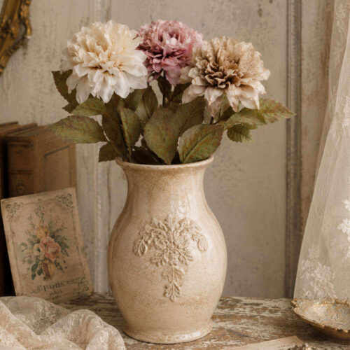 Blanc Mariclo: ramita decorativa con flores de estilo vintage, 68 cm