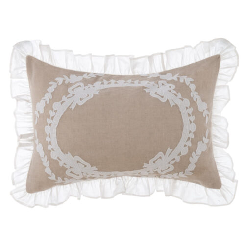 Blanc Mariclo Cuscino Romantico Beige Ghirlanda Ovale 45x60