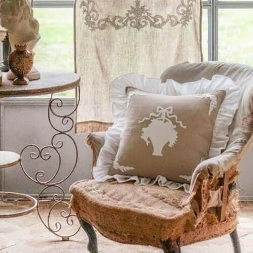 Alternative view of Blanc Mariclo Cuscino Atelier Beige Cesto Fiorito Fiocco 45x45