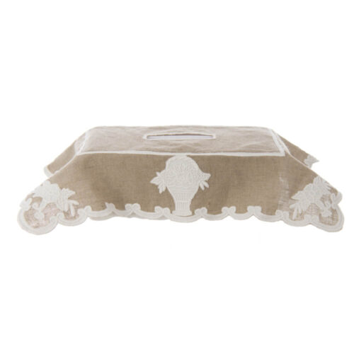 Alternative view of Blanc Mariclo Copri Scatola Fazzoletti Beige Ricamato 14x16x25