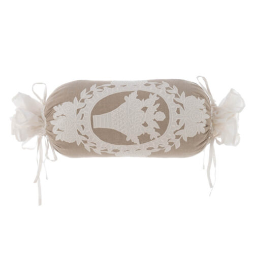 Blanc Mariclo Cuscino Caramella Romantico Beige Ricamato 30x50