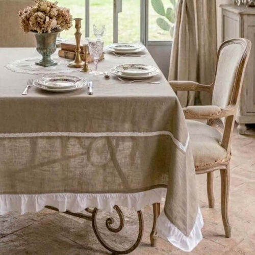 Blanc Mariclo Tovaglia Country Beige con Gala Bianca 160x160