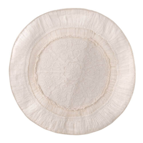 Blanc Mariclo Cuscino Tondo Beige Fiorito con Gala Ø 45 cm