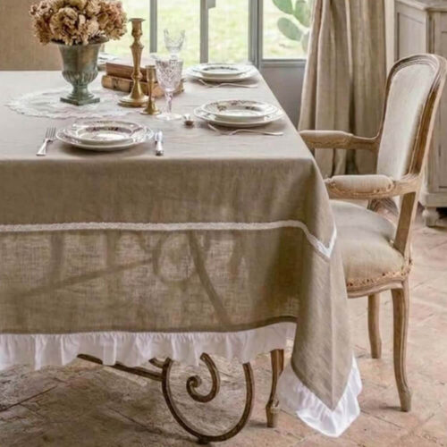 Blanc Mariclo Tovaglia Beige Rettangolare con Gala 160x280