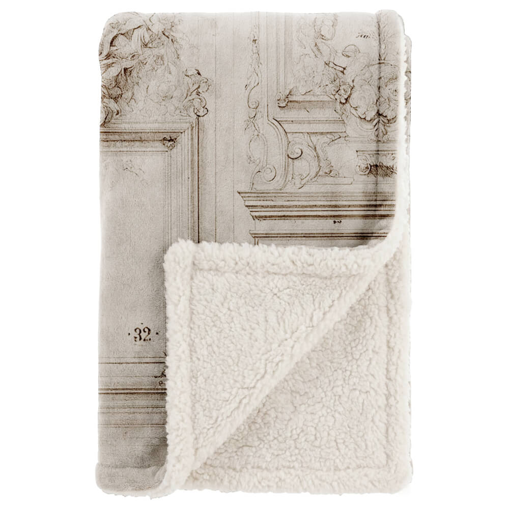 Blanc Mariclo, plaid en sherpa style baroque, impression numérique, 140 x 170 – Image 2