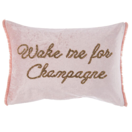 Blanc Mariclo Coussin Boudoir Rose Poudré Franges Dorées 35x50