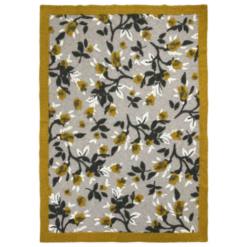 Alternative view of Blanc Mariclo Plaid in Lana Cotta Floreale Ocra Grigio 160x200