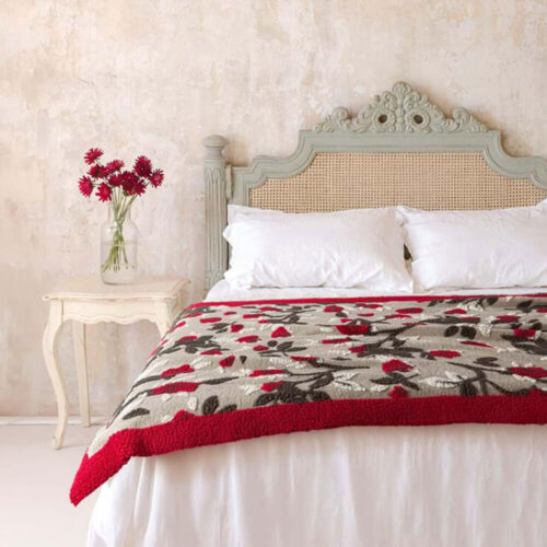 Blanc Mariclo Plaid in Lana Cotta Rose Rosse Grigio 160x200