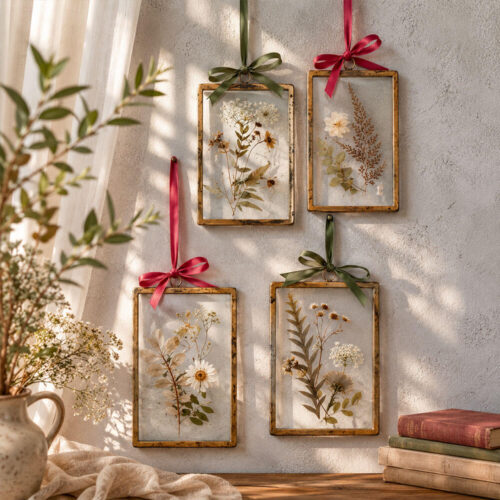 Blanc Mariclo Cornici Fiori Pressati Dorato 11x30