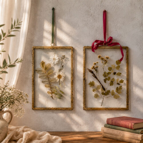 Blanc Mariclo Cornici Romantiche Fiori Pressati Dorato 13x34