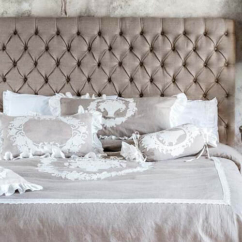 Blanc Mariclo Cuscino Caramella Romantico Beige Ricamato 30x50 - immagine 4