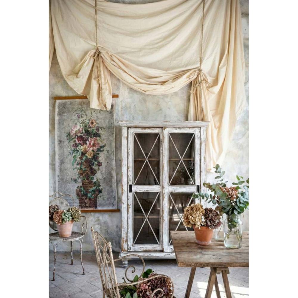Libreria vetrina Blanc Mariclo legno riciclato bianco vissuto 2 ante losanghe shabby chic salotto studio