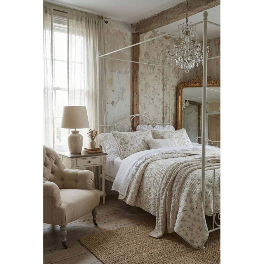 Blanc Mariclo Letto Baldacchino in Ferro Battuto Bianco 170x210 - immagine 2