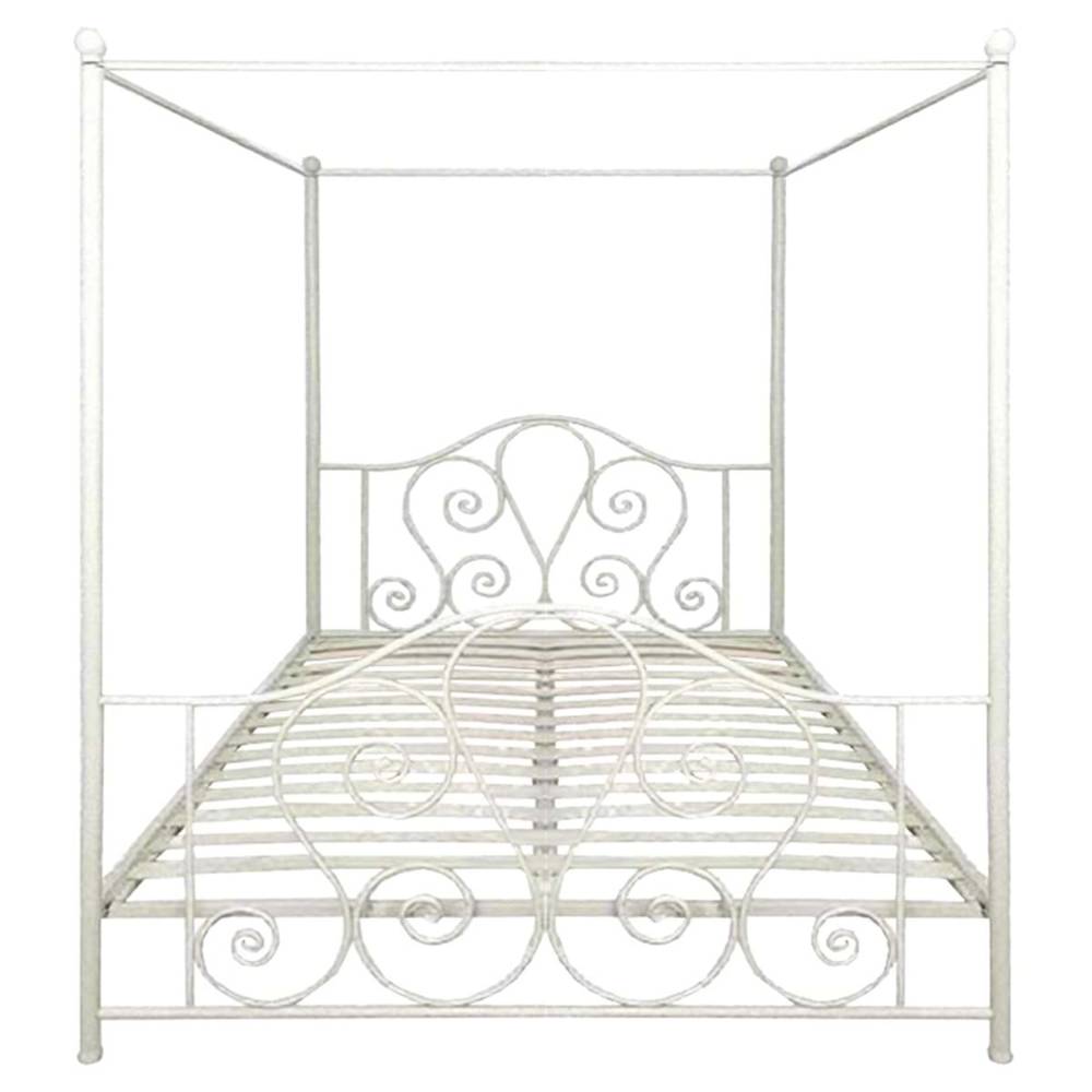 Letto matrimoniale baldacchino ferro battuto bianco avorio Blanc Mariclo Clio Collection