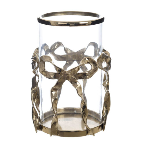 Alternative view of Blanc Mariclo Portacandele Fiocchi Metallo Dorato H 29