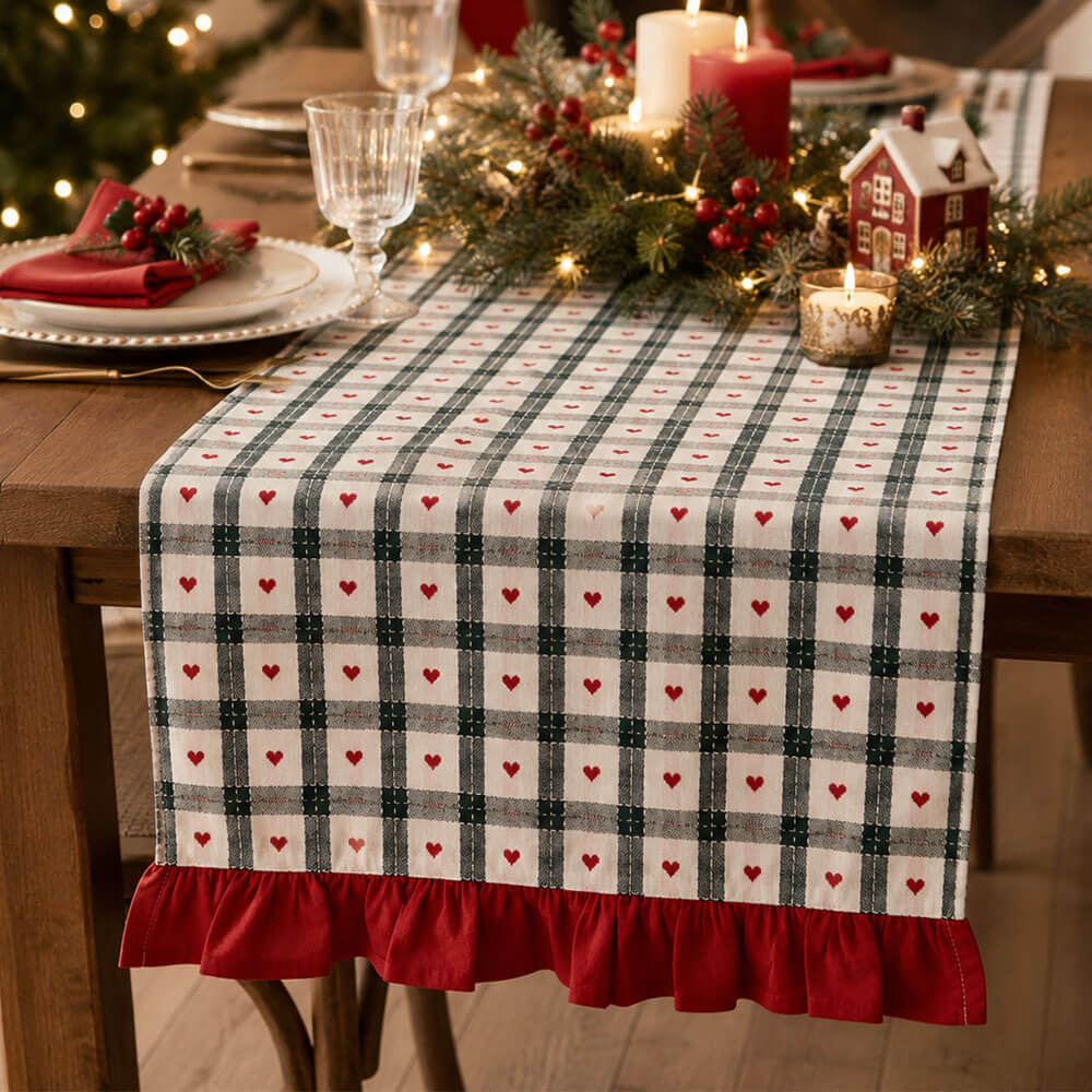 Blanc Mariclo Runner Cuori Incantati Tartan Gala 45x150