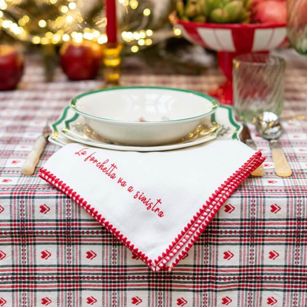 Blanc Mariclo Set 4 Tovaglioli Ricamo Bon Ton 40x40 - immagine 3