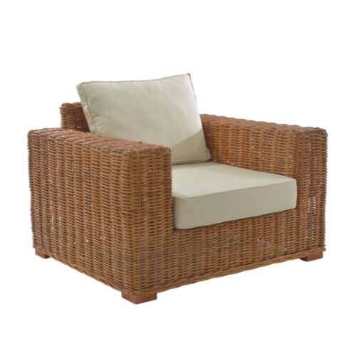 Alternative view of Blanc Mariclo Poltrona in Rattan con Cuscino Avorio 107x71