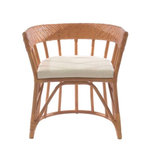 Blanc Mariclo Poltroncina in Rattan Naturale con Cuscino 66x73