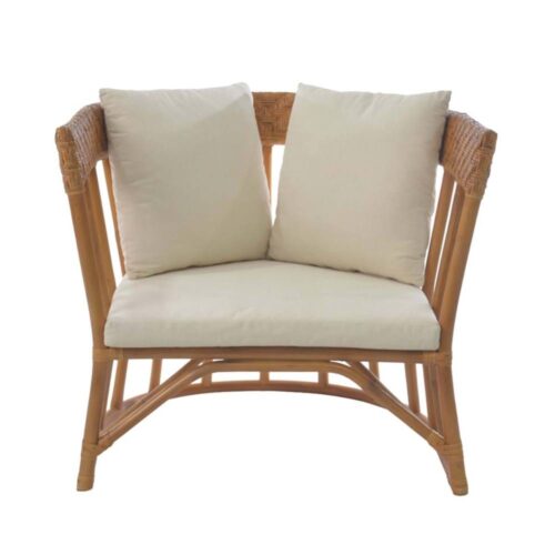 Blanc Mariclo Poltroncina Rattan con 2 Cuscini Avorio 78x70