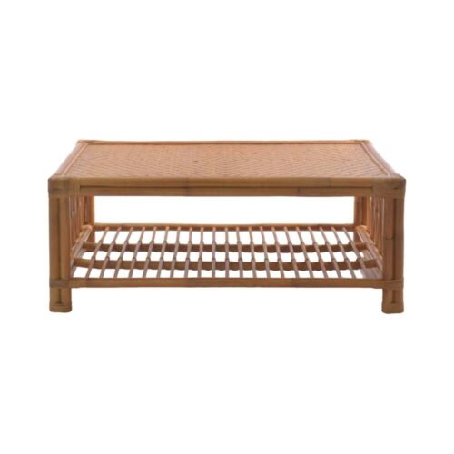 Blanc Mariclo Tavolino da Salotto in Rattan 2 Ripiani 100x41