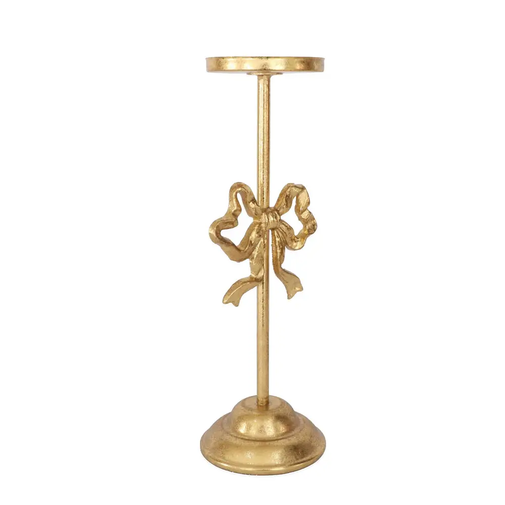 Blanc MariClò : bougeoir avec nœud doré, H 30,5 cm – Image 2