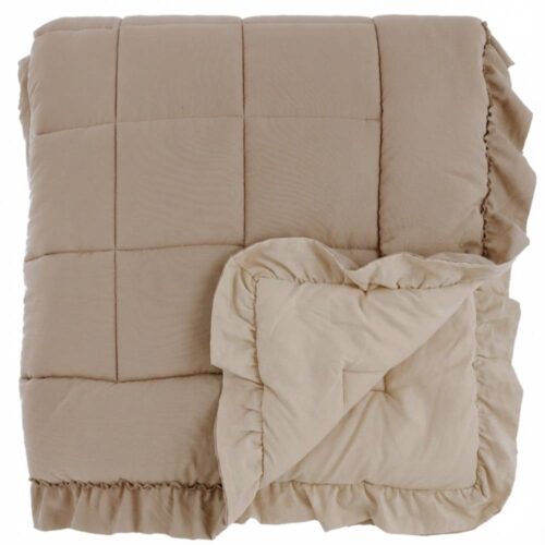 Alternative view of Blanc Mariclo : couette simple bicolore avec bordure beige, 180 x 260