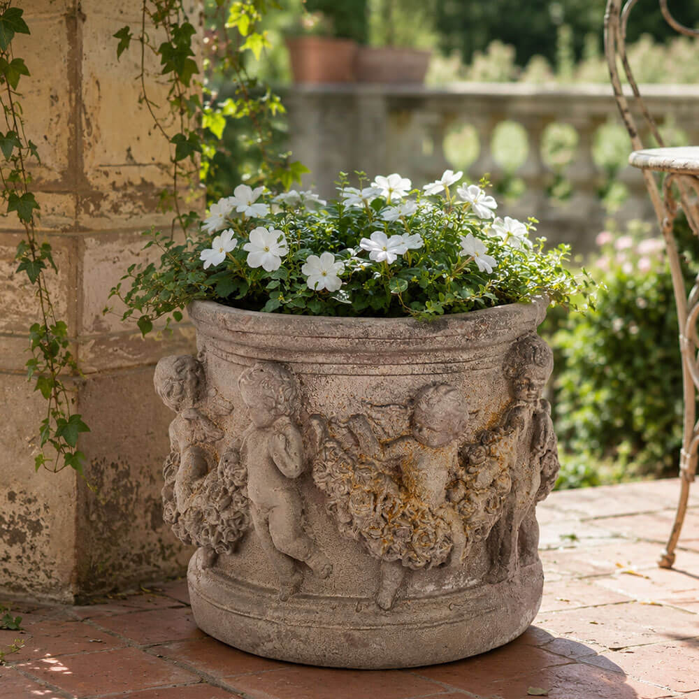 Blanc Mariclo Vaso Resina Putti Respiro 38x38
