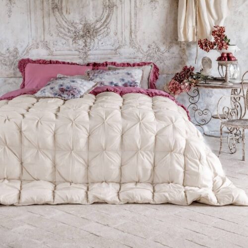 Blanc Mariclo, couette « Diamante » beige, format double 260 x 260