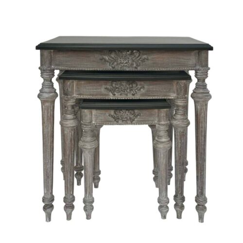 Alternative view of Blanc Mariclo Set 3 Tavolini Nidificanti Mango Grigio 60x69